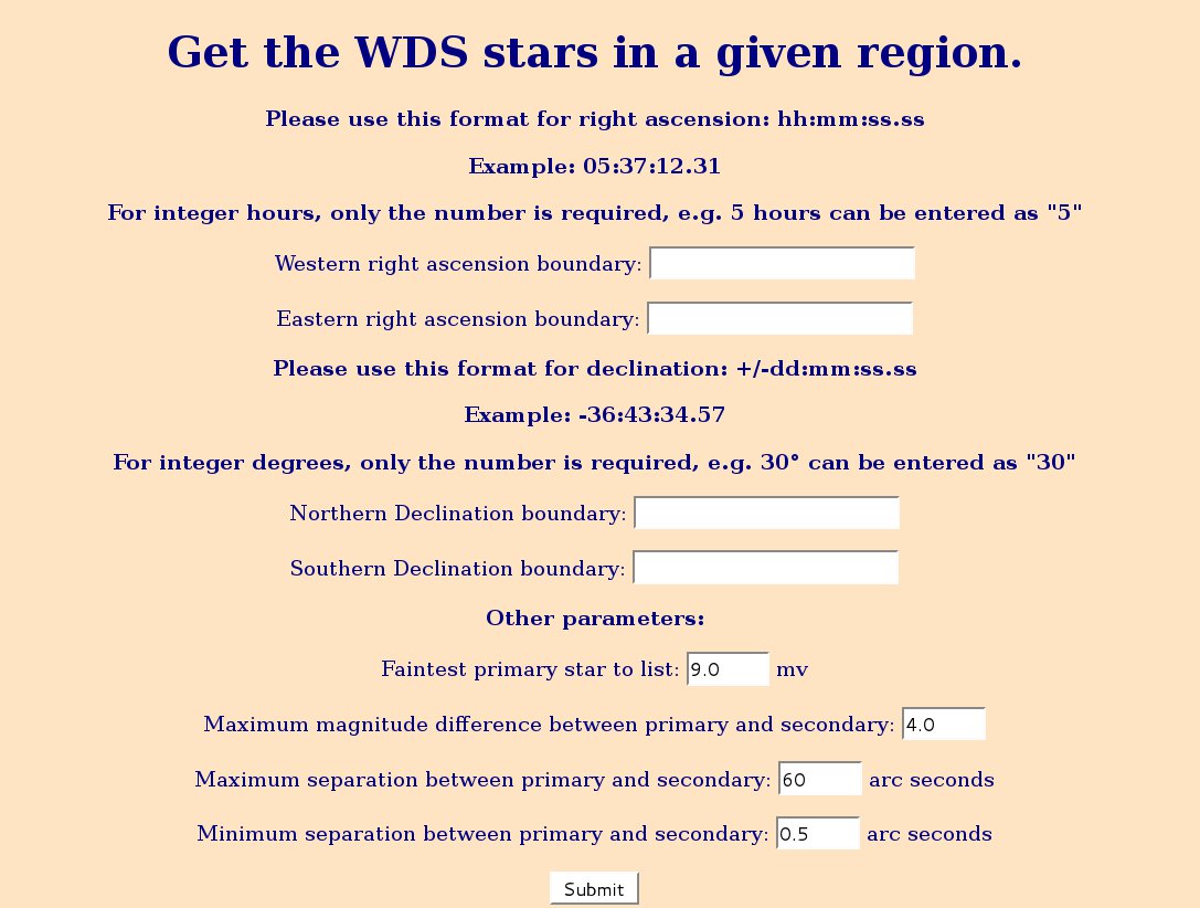 WDS search menu
